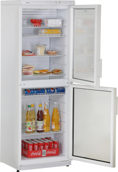 Kühlschrank mit geteilter Glastür 600 x 600 x 1730 mm, 2°C / +12°C