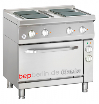 Bartscher 4 Platten Elektroherd 14kW , 800 x  700 x  850-900 mm, eckigen Kochplatten