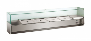 Pizzakühlaufsatz Glasaufsatz 1400 x 335 x 430 mm 6 x GN 1/4
