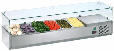 Pizzakühlaufsatz Glasaufsatz 1400 x 335 x 430 mm 6 x GN 1/4