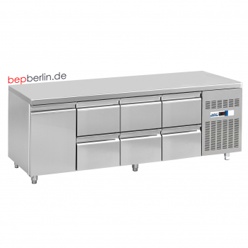 COOL-LINE Kühltisch 2260 x 700 x 850 mm,  1 Türe, 6 Schubladen, KT 2260 1T 6Z