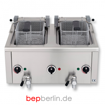 20 kW, 60x60x27cm, Fritteuse, elektro, 2X8 Liter, 400 V, 32A