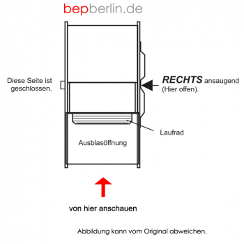 Radialventilator 1.219 m³/h, einseitig ansaugend rechts