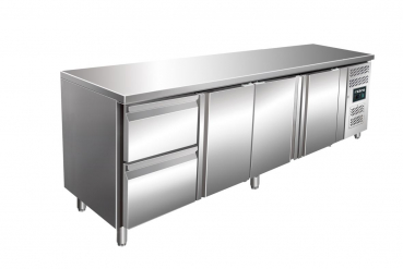 Kühltisch 2230 x 600 x 860 mm,-2°C/+8°C, Umluft, 3 Türe+2 Schubladen
