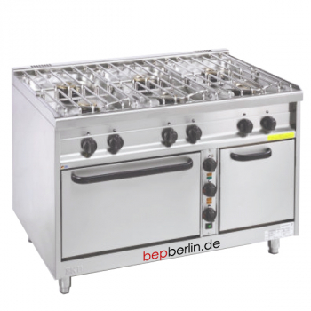 EKU Gasherd 6-Flammen 33 kW,  Elektro-Backofen 7,8 kW