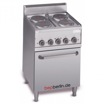 Elektroherd mit 4 Kochplatten 600 x 600 x 900 mm, Elektro-Heißluftofen