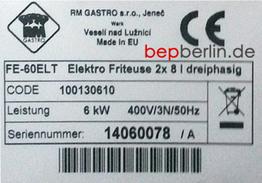 Elektro Friteuse, 2x8 Liter, 2x6 kW, 400 V
