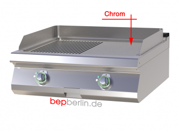 Elektro Grillplatte 9 kW, Crom, 800 x 730 x 300 mm, ½ gerillt - ½ glatt