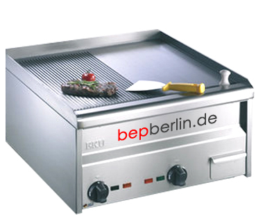 EKU Elektro Grillplatte 600 x 600 x 300 mm , 7,8 kW, 400 V, 1/2 gerillt / 1/2 glatt