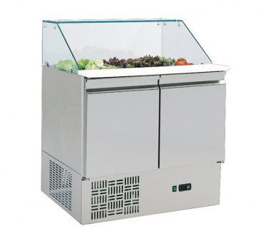 Pizzavorbereitungskühltisch, Glasaufsatz, 880 x 700 x 830 mm, 2 Türen