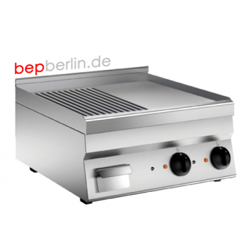 Elektro Grillplatte, 1/2 gerillt, 1/2 glatt  7,8kW, 600x600x295 mm