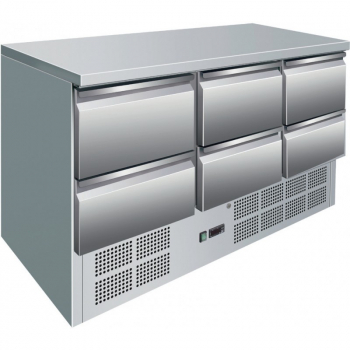 Kühltisch 1370 x 700 x 870 mm, 6 Schubladen