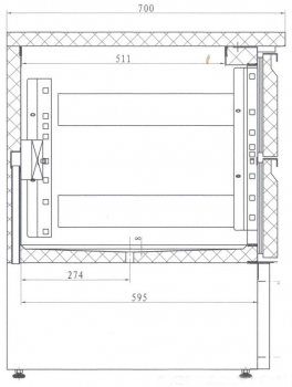 Kühltisch KTM 106, 2 halben Schubladen, 438 x 700 x 875 mm