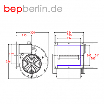 Radialventilator für Haubeneinbau 3000 m3/h