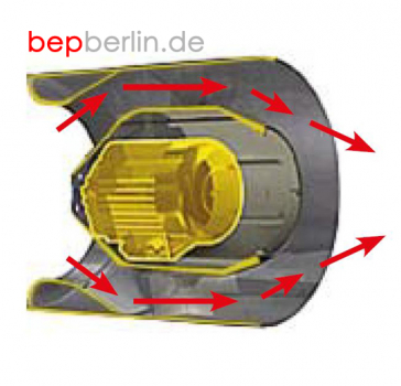 1.740 m³/h, Rohrventilator für Rohrkänale, 250 mm Ø, Motor INNEN