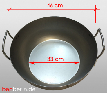 Wokpfanne Ø 46 cm  Flachboden für Induktion mit Griffe