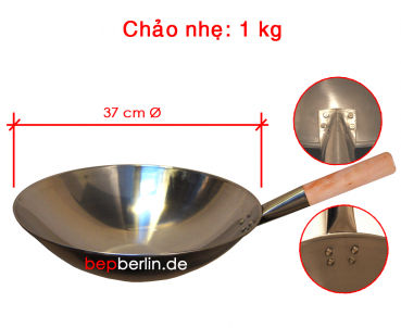 Wokpfanne- Sắt / Stahl Ø 38 cm, für Induktion & Gasherd, 10 cm Tief