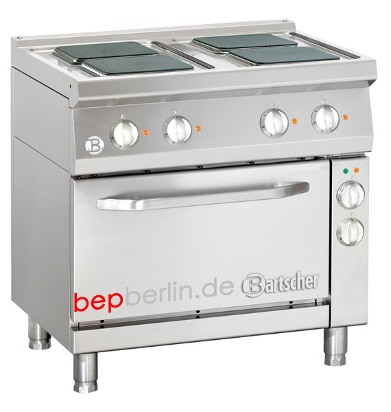 Bartscher 4 Platten Elektroherd 14kW , 800 x  700 x  850-900 mm, eckigen Kochplatten