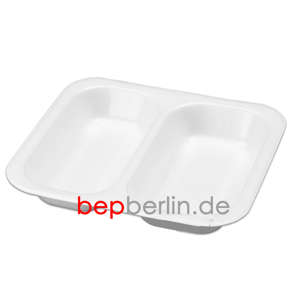 200 Siegelschalen #602 aus weißem EPS dreigeteilt 900ml 262 x 247 x 40mm