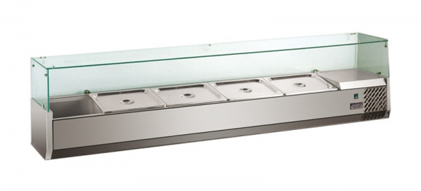 Pizzakühlaufsatz Glasaufsatz 1400 x 335 x 430 mm 6 x GN 1/4