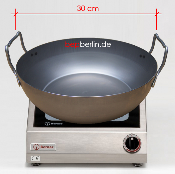 Wokpfanne Ø 30 cm Flachboden für Induktion mit Griffe