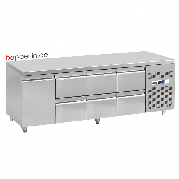 COOL-LINE Kühltisch 2260 x 700 x 850 mm,  1 Türe, 6 Schubladen, KT 2260 1T 6Z