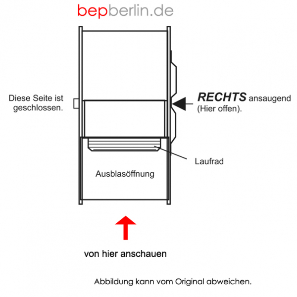 Radialventilator 1.219 m³/h, einseitig ansaugend rechts
