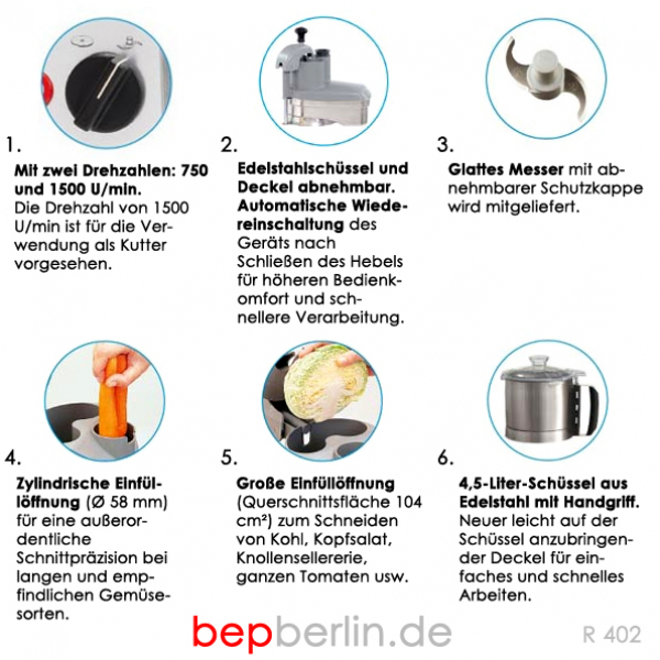 Robot coupe Tischkutter & Gemüseschneider R 402, 750W