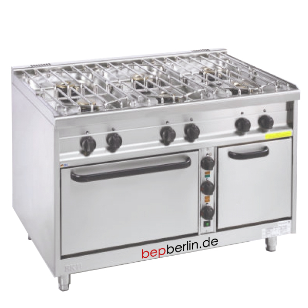 EKU Gasherd 6-Flammen 33 kW,  Elektro-Backofen 7,8 kW