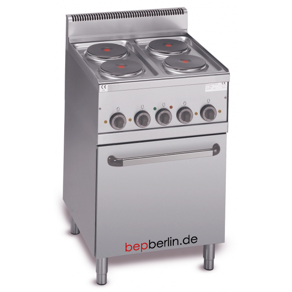 Elektroherd mit 4 Kochplatten 600 x 600 x 900 mm, Elektro-Heißluftofen