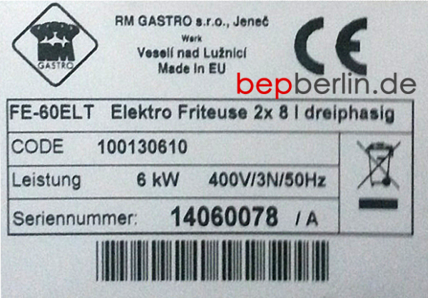 Elektro Friteuse, 2x8 Liter, 2x6 kW, 400 V