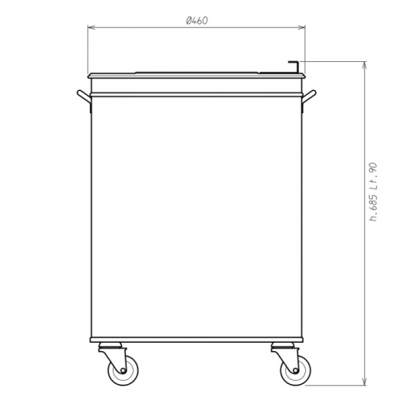 Abfalleimer auf Rollen 95 Liter, 450 x 685 mm