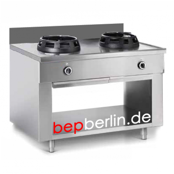 1200 x 900 x 850 mm, (16x2) 32 kW, Allgas-Herd Chinaherd, (90cm breit)