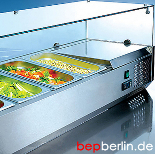 Pizzakühlaufsatz Glasaufsatz 1400 x 335 x 430 mm 6 x GN 1/4