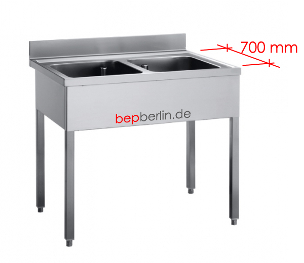 Spültisch 1200 x 700 x 850 mm, 2 Becken