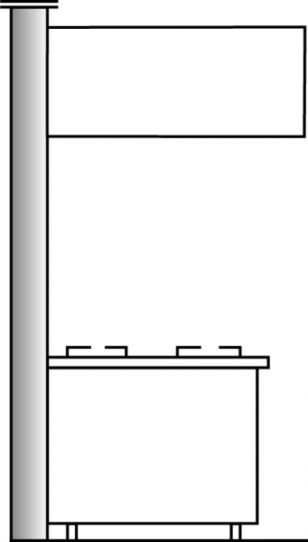 Wandhaube-Kastenform, 3000 x 700 x 450 mm, 2800 - 3600 m³/h