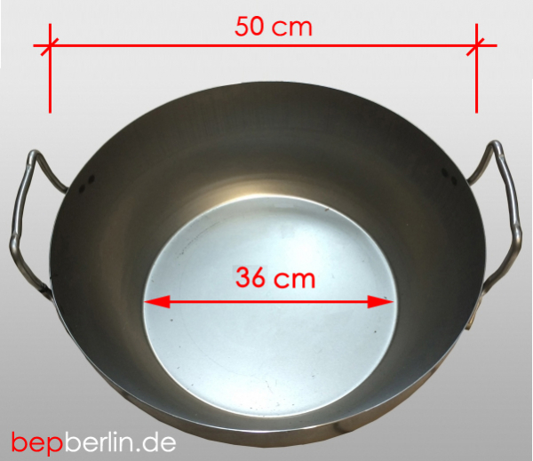 Wokpfanne Ø 50 cm Flachboden für Induktion mit Griffe